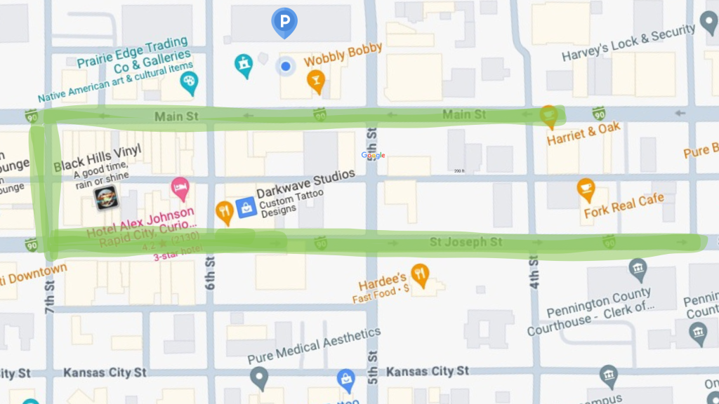 Map of Saint Patricks Day parade route downtown rapid city