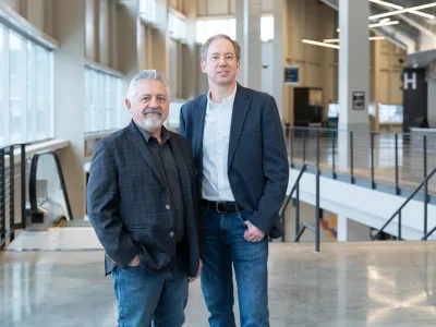 Marty Christensen (right) will replace Doug Feterl (left) as President of West Plains Engineering. Photo credit: Kevin Eilbeck Photography