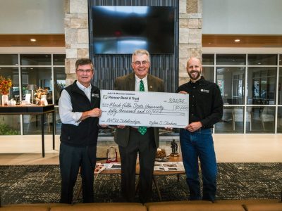 Pictured (Left to Right): Jeb H. Clarkson; Steve Meeker, VP/University Advancement; and Alex Gustafson, SVP/Retail Banking Manager.
