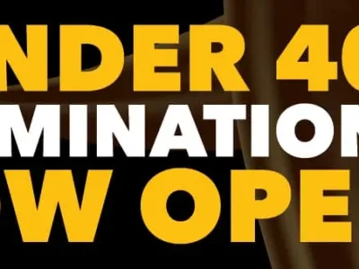 image with text that reads under 40 nominations now open